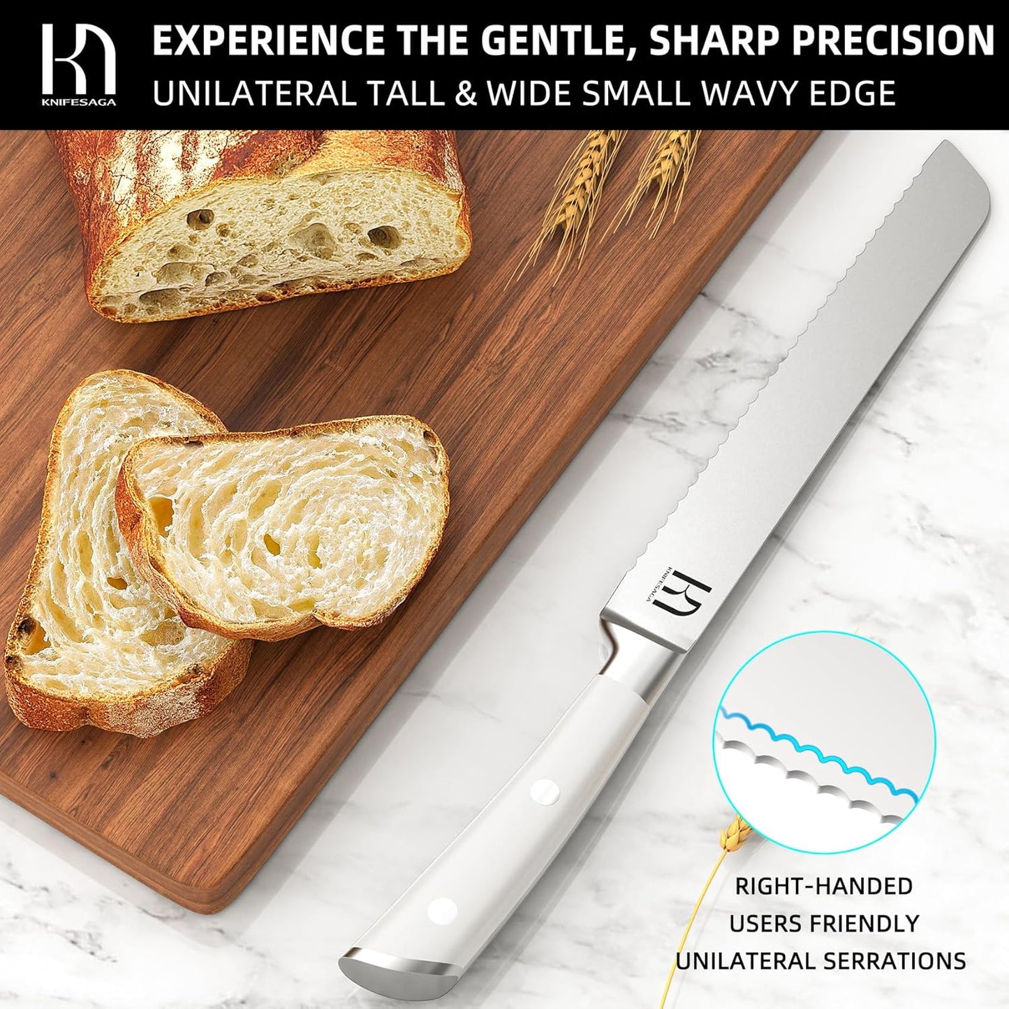 Knifesaga X3 Pro-Bread Knife (White)