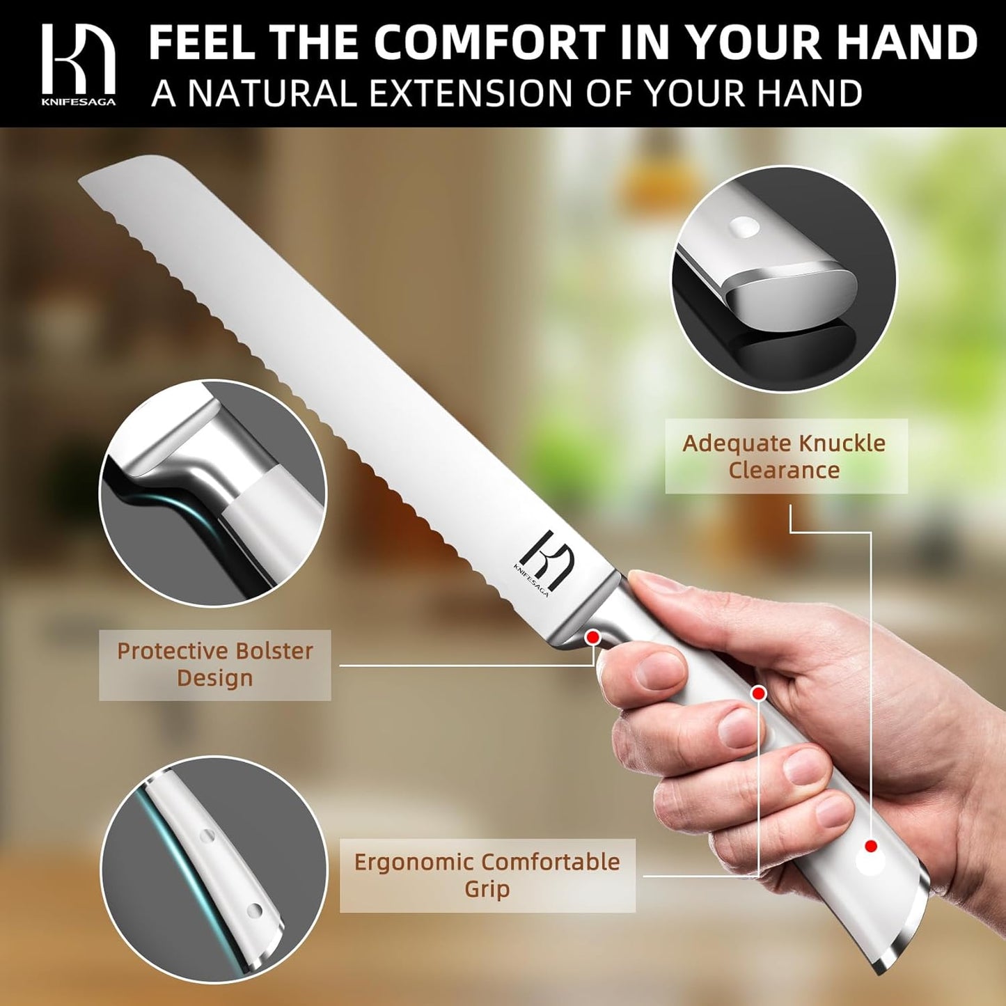 Knifesaga X3 Pro-Bread Knife (White)