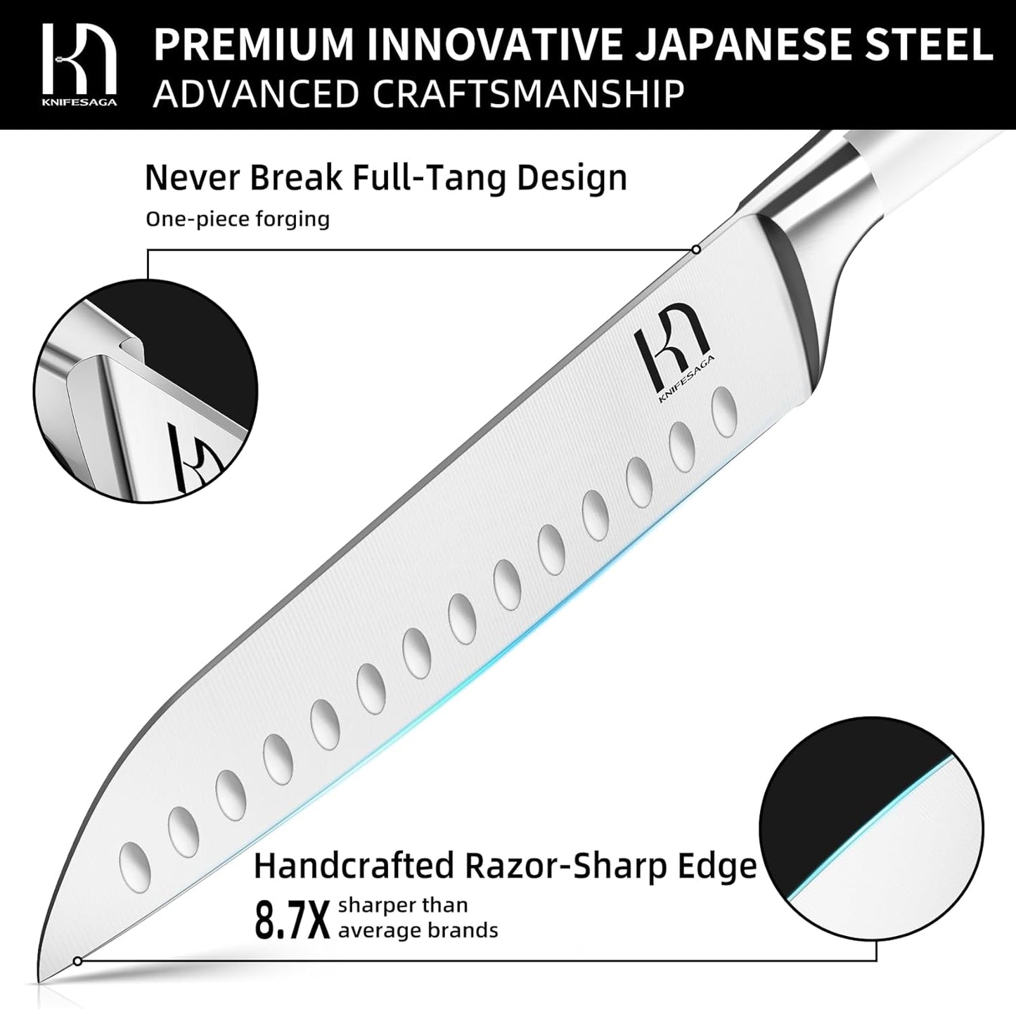 Knifesaga X3 Pro-Santoku Knife (White)