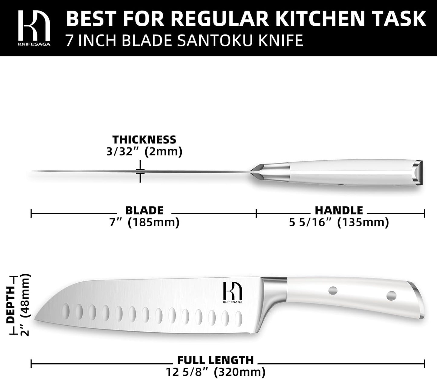 Knifesaga X3 Pro-Santoku Knife (White)
