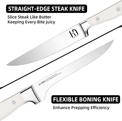 Knifesaga X4 PRO Japanese High Carbon Stainless Steel Knife Set 15pcs (White)