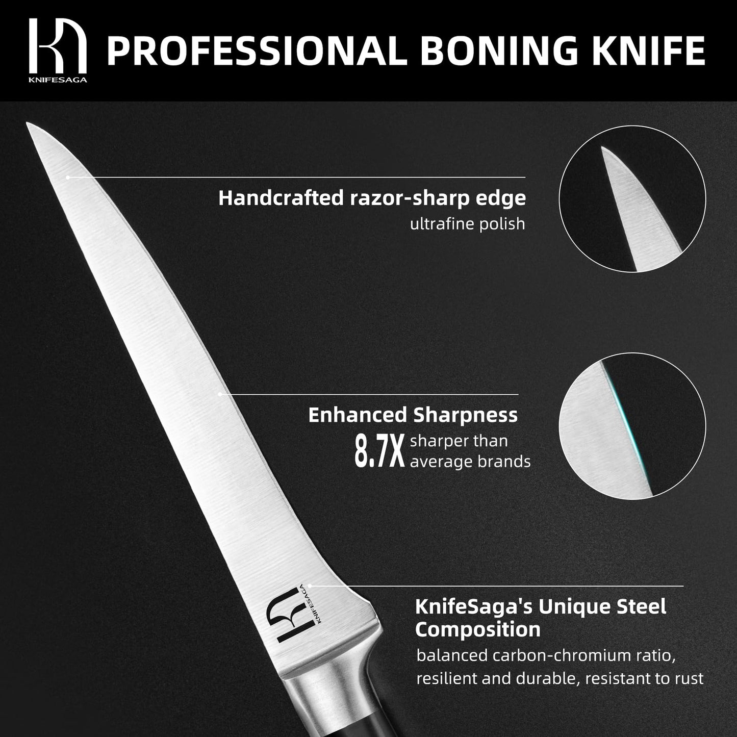 Knifesage X3 Pro-Boning Knife 6 inch Black