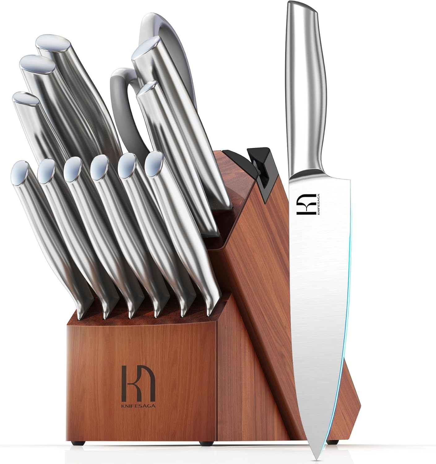 Knifesaga Knife Set Premium, Japanese High Carbon Stainless Steel 14 Pcs Kitchen Knives Block Set