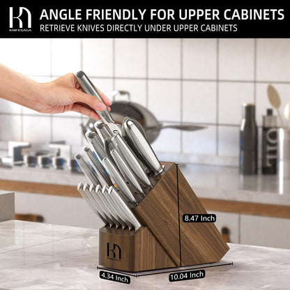 Knifesaga High Carbon Stainless Steel Kitchen Knife Block Sets X3 Pro-Knife Set 17 Pcs Silver