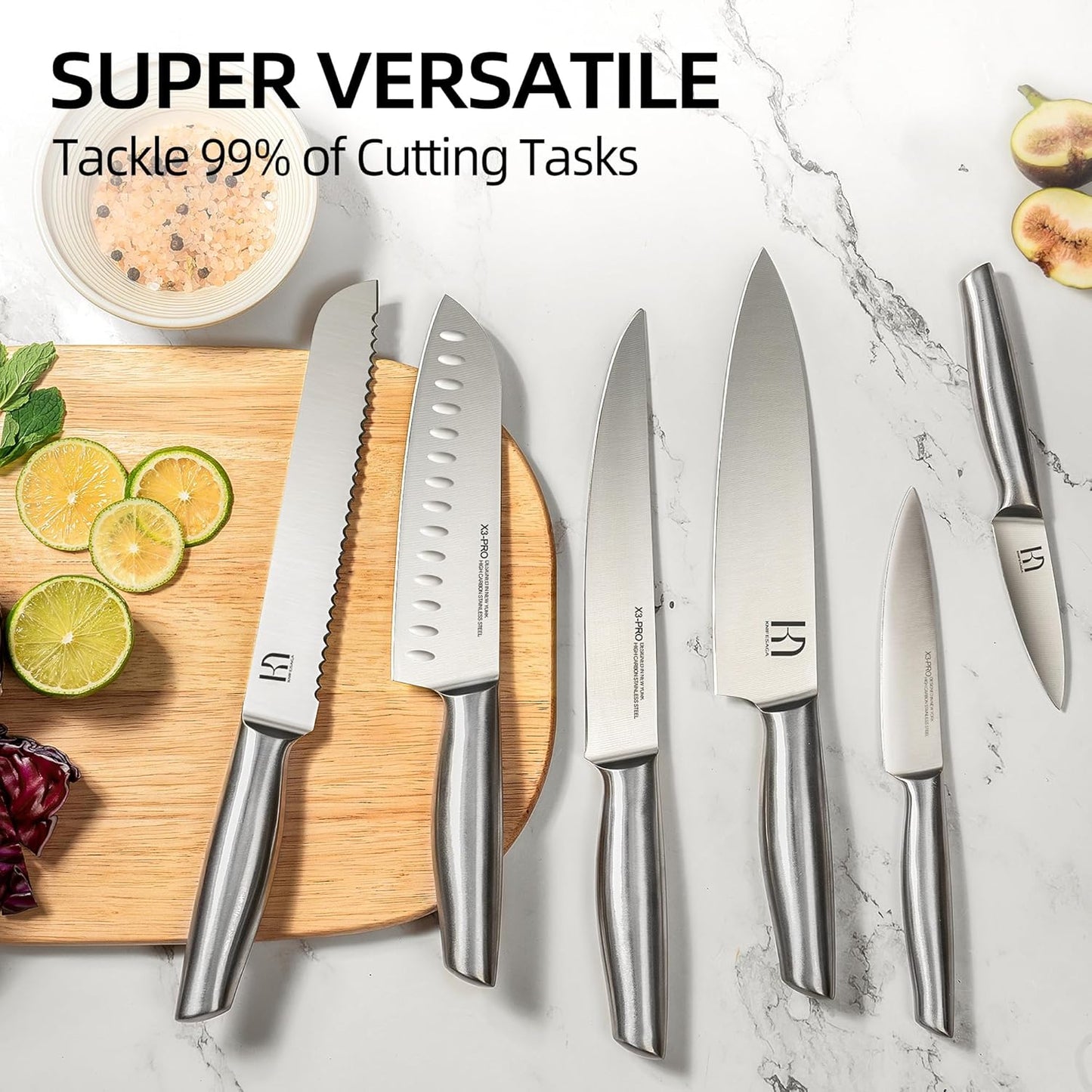 Knifesaga Knife Set Premium, Japanese High Carbon Stainless Steel 14 Pcs Kitchen Knives Block Set