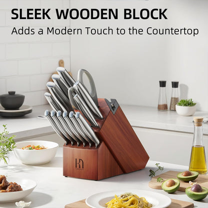 Knifesaga Knife Set Premium, Japanese High Carbon Stainless Steel 14 Pcs Kitchen Knives Block Set