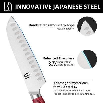 KnifeSaga  E7 Pro Santoku Knife