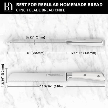 Knifesaga X3 Pro-Bread Knife (White)
