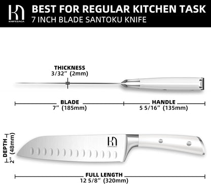 Knifesaga X3 Pro-Santoku Knife (White)
