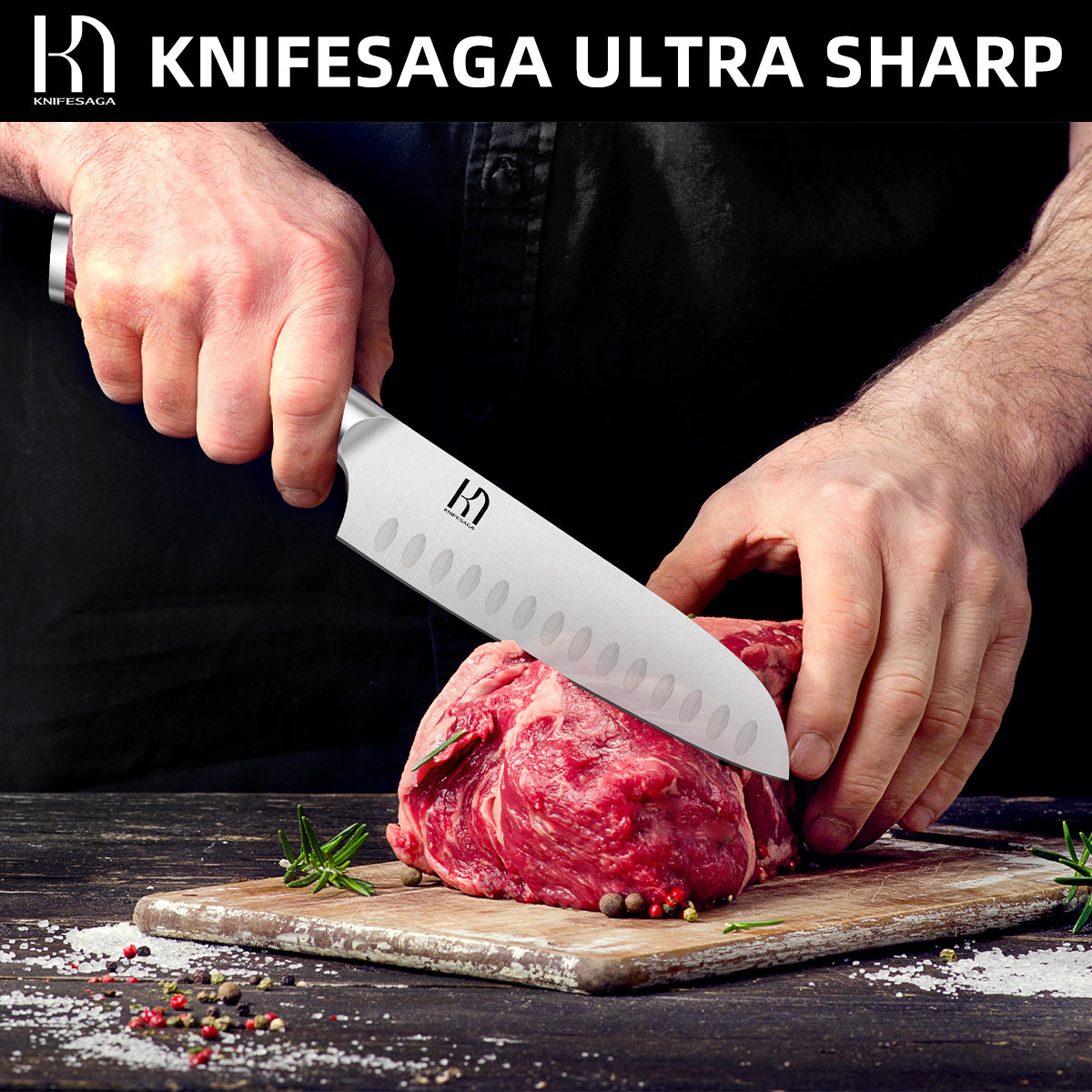 KnifeSaga  E7 Pro Santoku Knife